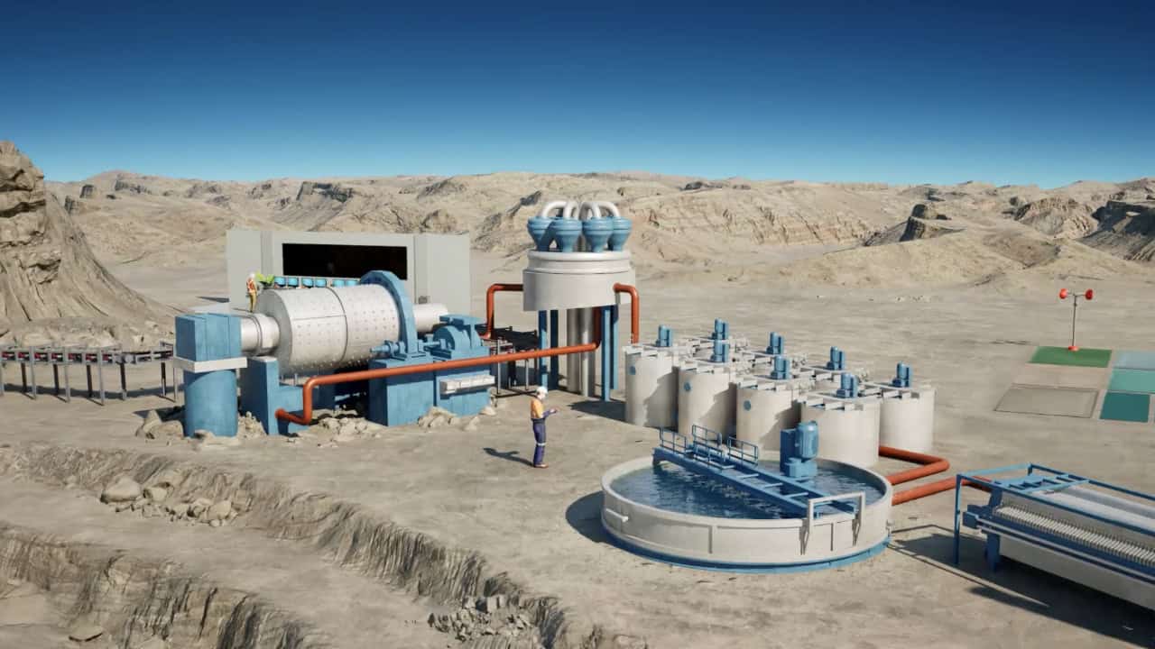 A 3D image of a flotation area.