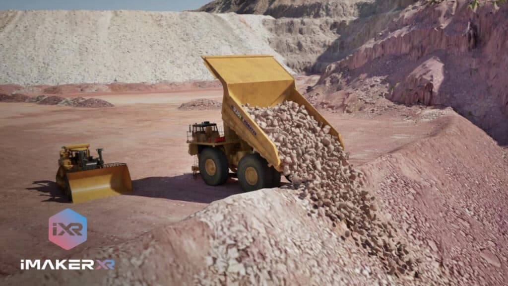 Dump Truck Releasing Rocks on a Cliff